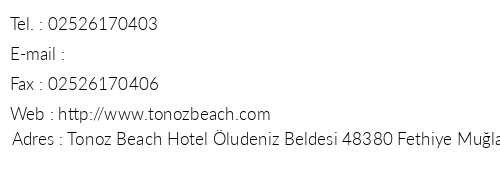 Tonoz Beach Hotel ldeniz telefon numaralar, faks, e-mail, posta adresi ve iletiim bilgileri